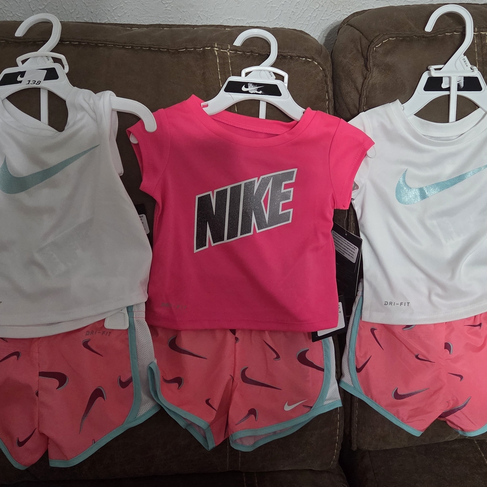 Nike Kids' Pink and White Outfit Set